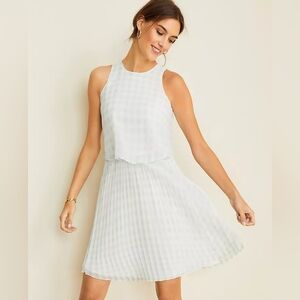 Ann Taylor gingham pleated overlay dress, sz 4